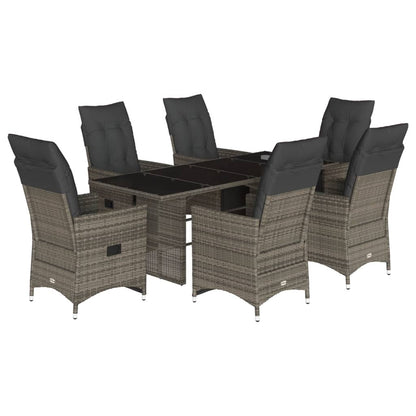 Set Bistrò da Giardino 7 pz con Cuscini in Polyrattan Grigio - homemem39