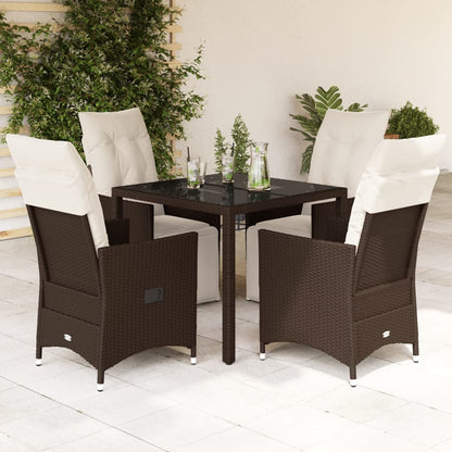 Set Bistrò da Giardino 5 pz con Cuscini in Polyrattan Marrone | homemem39