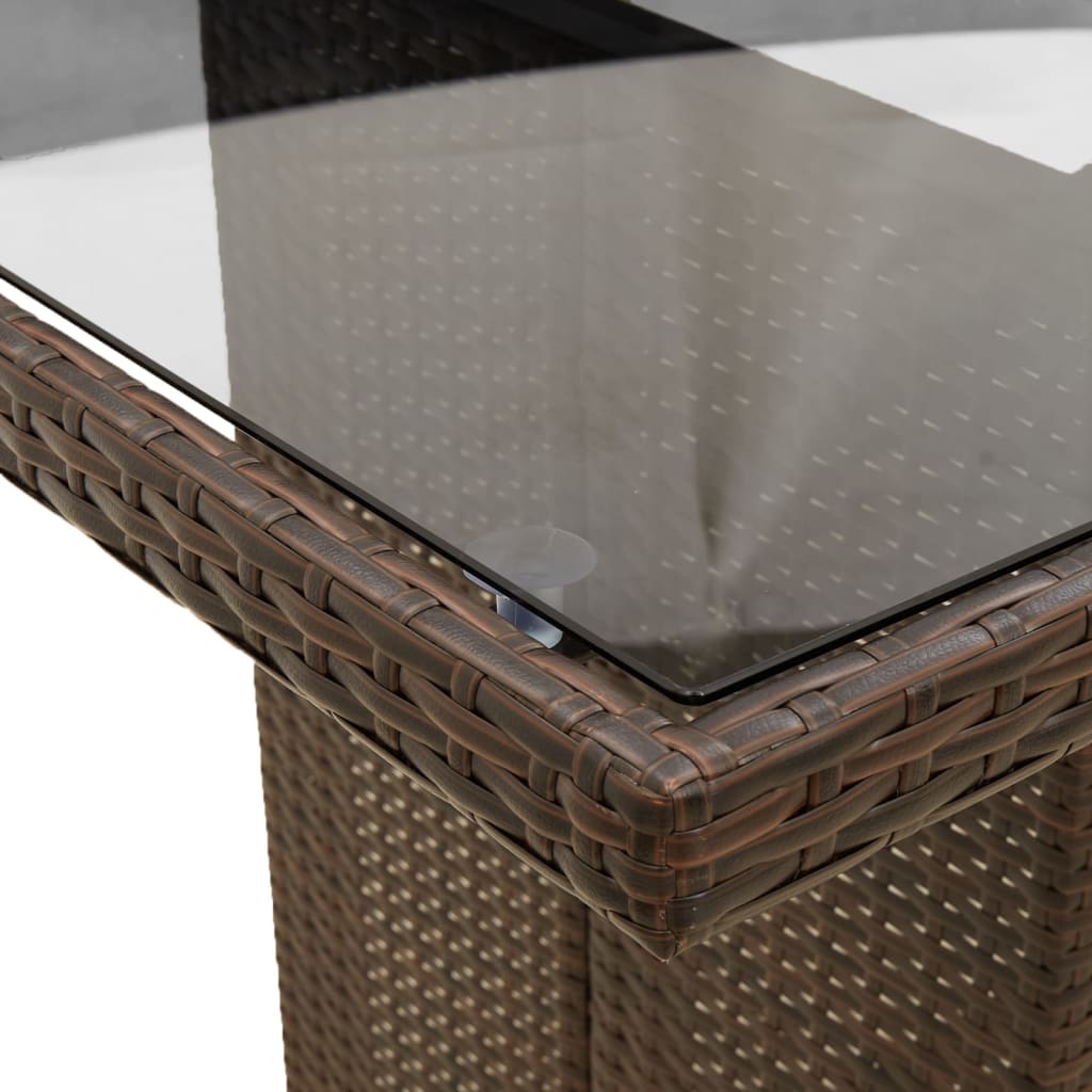 Set Bistrò da Giardino 9 pz con Cuscini in Polyrattan Marrone | homemem39