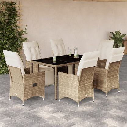 Set da Bistrò da Giardino 7 pz con Cuscini Beige in Polyrattan | homemem39