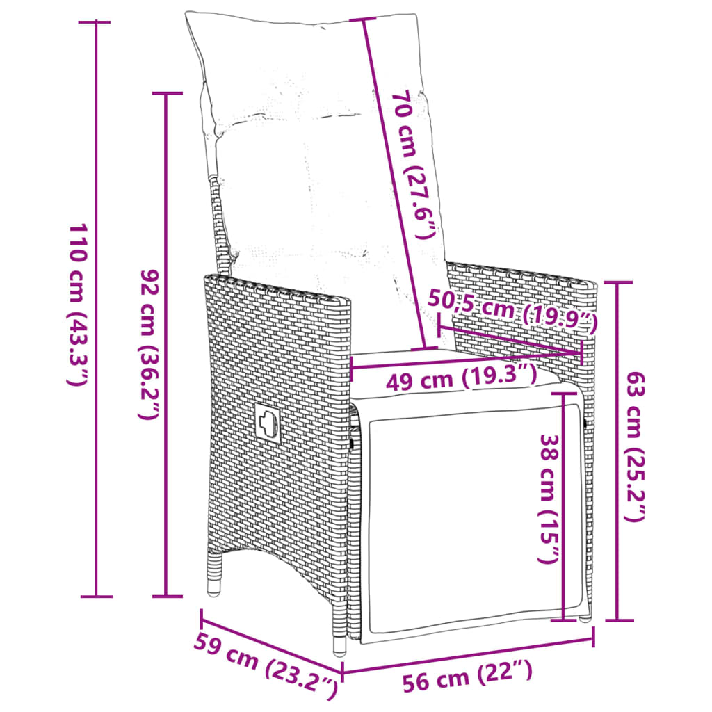 Set da Bistrò da Giardino 7 pz con Cuscini Beige in Polyrattan | homemem39