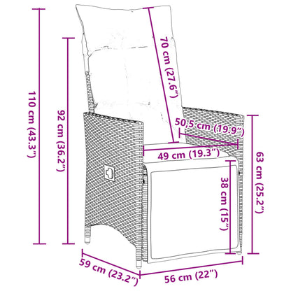Set da Bistrò da Giardino 9 pz con Cuscini Beige in Polyrattan | homemem39