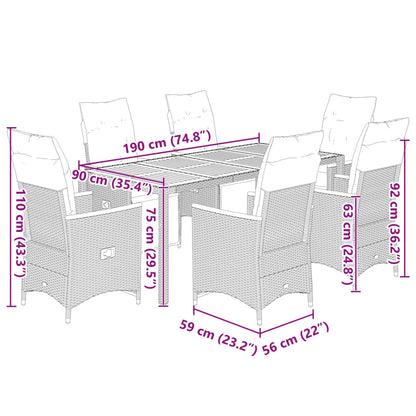 Set da Bistrò da Giardino 7 pz con Cuscini Nero in Polyrattan | homemem39