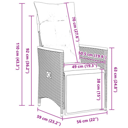 Set da Bistrò da Giardino 7 pz con Cuscini Nero in Polyrattan | homemem39