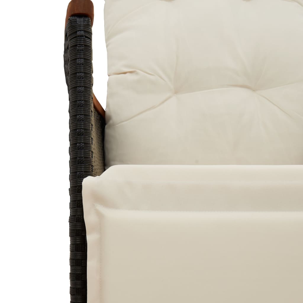 Set Bistrò da Giardino 9 pz con Cuscini in Polyrattan Nero | homemem39