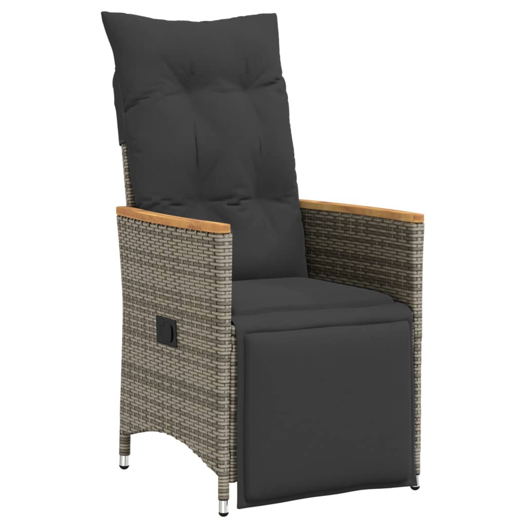 Set Bistrò da Giardino 7 pz con Cuscini in Polyrattan Grigio | homemem39