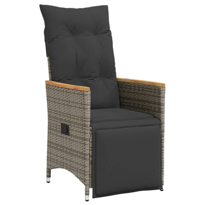 Set Bistrò da Giardino 7 pz con Cuscini in Polyrattan Grigio | homemem39
