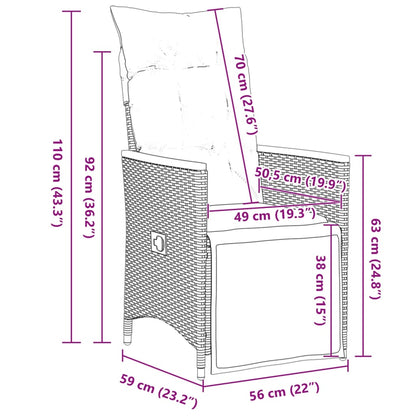 Set Bistrò da Giardino 7 pz con Cuscini in Polyrattan Grigio | homemem39