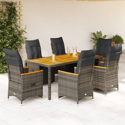 Set Bistrò da Giardino 7 pz con Cuscini in Polyrattan Grigio | homemem39