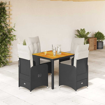 Set Bistrò da Giardino 5 pz con Cuscini in Polyrattan Nero - homemem39