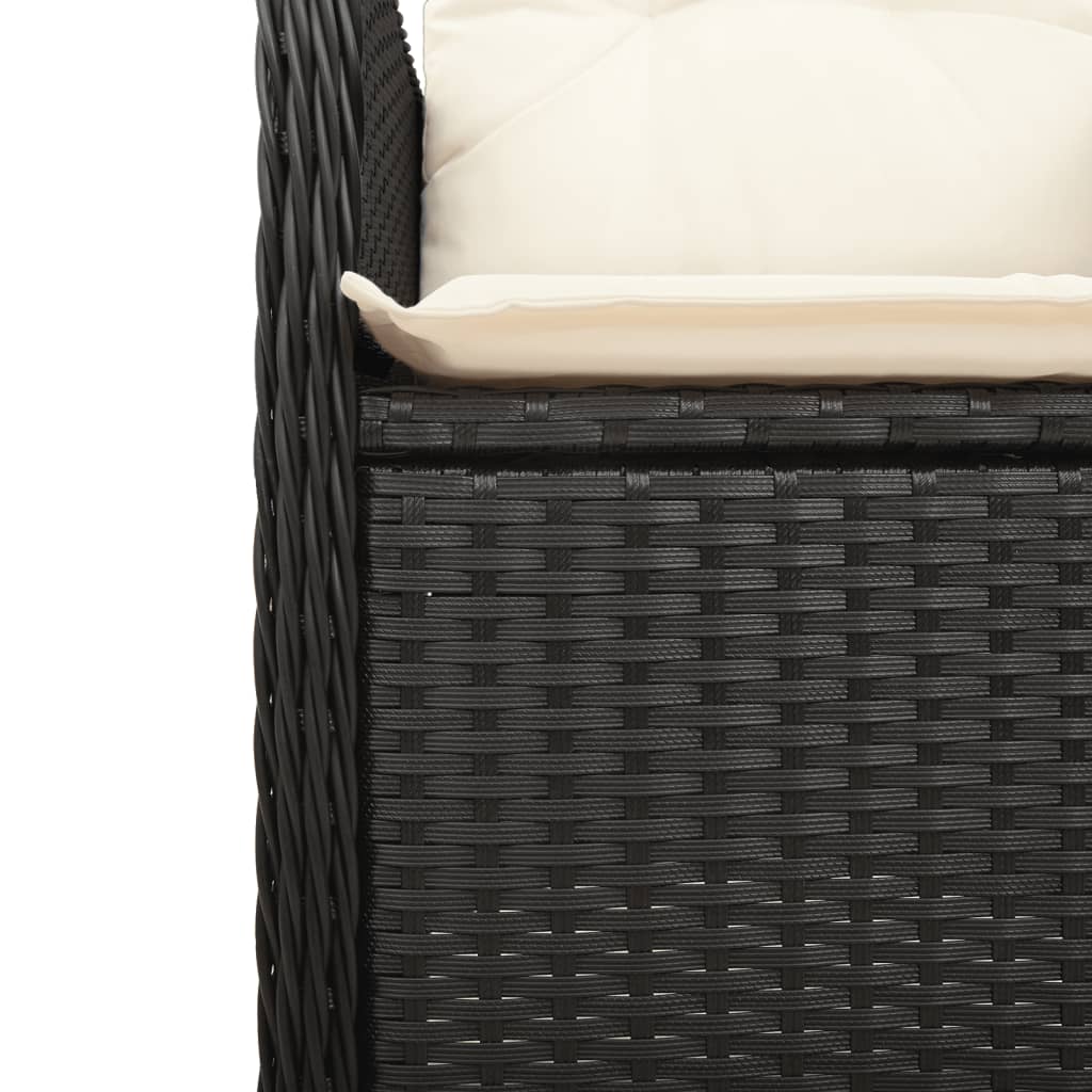 Set Bistrò da Giardino 5 pz con Cuscini in Polyrattan Nero