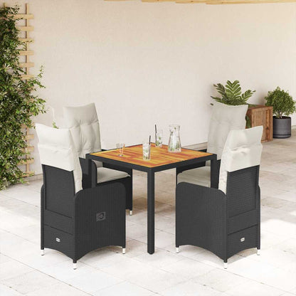 Set Bistrò da Giardino 5 pz con Cuscini in Polyrattan Nero - homemem39