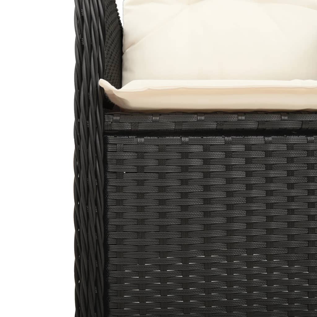 Set Bistrò da Giardino 5 pz con Cuscini in Polyrattan Nero | homemem39
