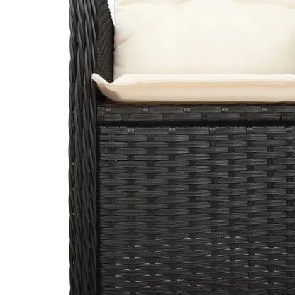 Set da Bistrò da Giardino 7 pz con Cuscini Nero in Polyrattan | homemem39