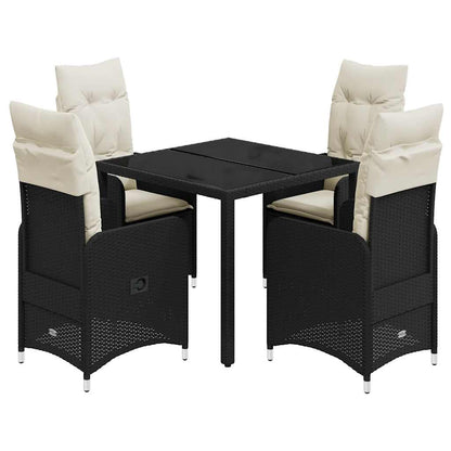 Set Bistrò da Giardino 5 pz con Cuscini in Polyrattan Nero | homemem39