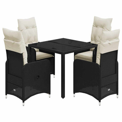 Set Bistrò da Giardino 5 pz con Cuscini in Polyrattan Nero - homemem39