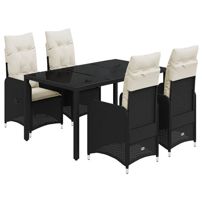 Set Bistrò da Giardino 5 pz con Cuscini in Polyrattan Nero - homemem39