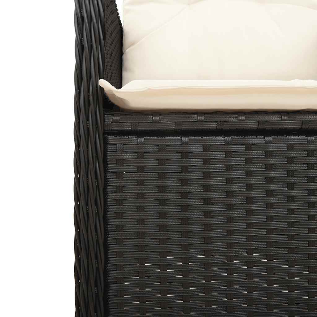 Set da Bistrò da Giardino 7 pz con Cuscini Nero in Polyrattan - homemem39