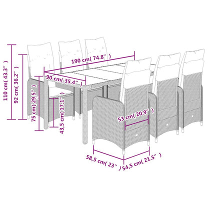 Set da Bistrò da Giardino 7 pz con Cuscini Nero in Polyrattan - homemem39