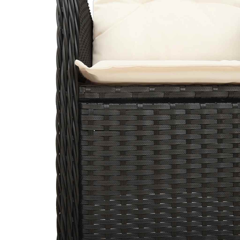 Set da Bistrò da Giardino 7 pz con Cuscini Nero in Polyrattan - homemem39