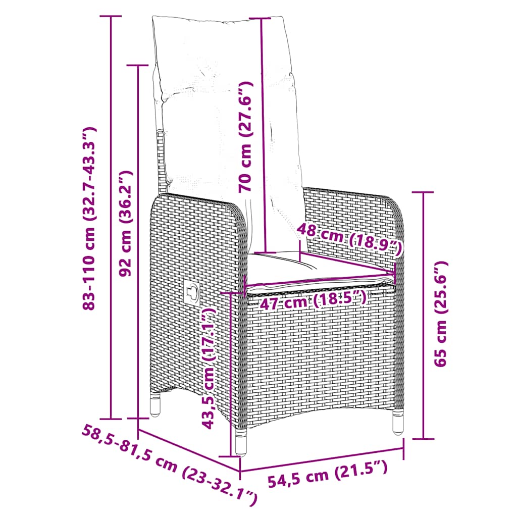 Set Bistrò da Giardino 3 pz con Cuscini in Polyrattan Grigio - homemem39