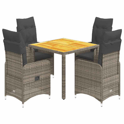 Set Bistrò da Giardino 5 pz con Cuscini in Polyrattan Grigio - homemem39