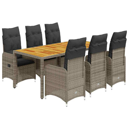 Set Bistrò da Giardino 7 pz con Cuscini in Polyrattan Grigio - homemem39