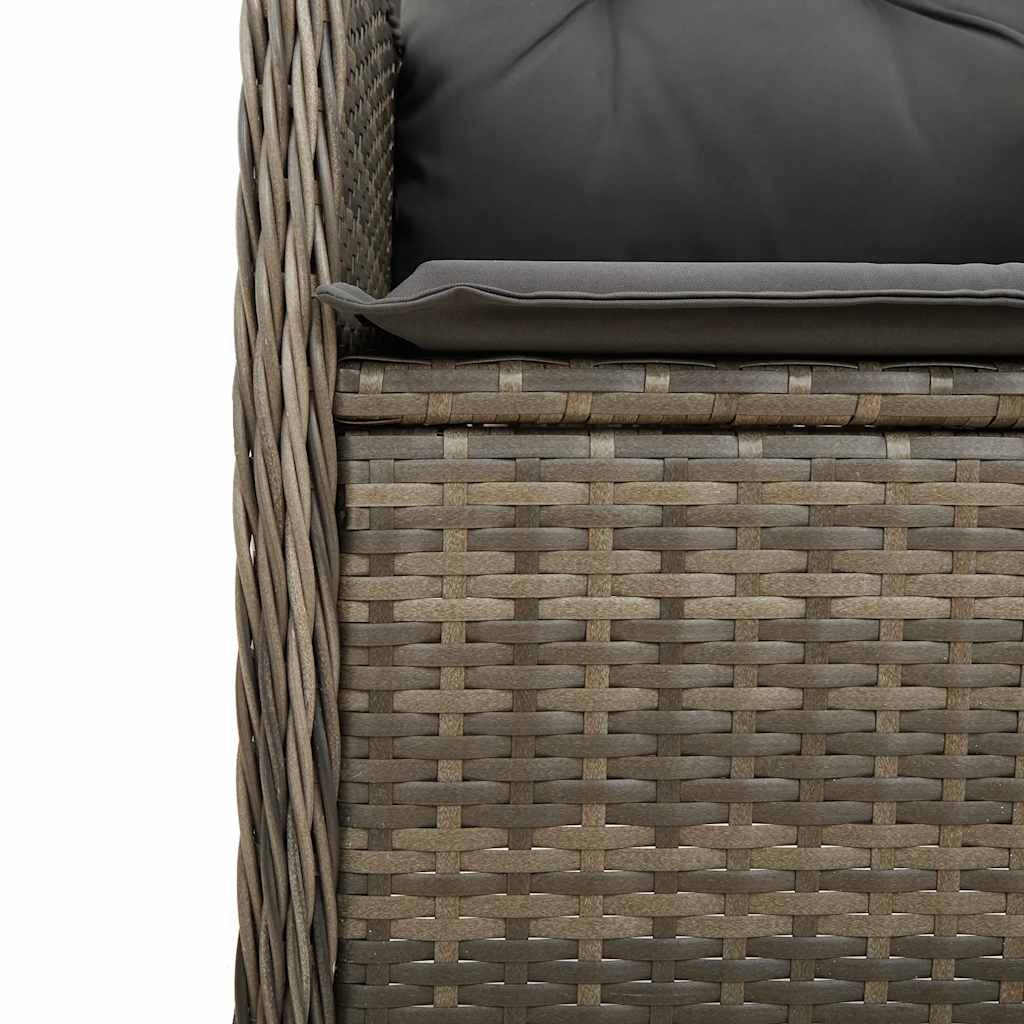 Set Bistrò da Giardino 9 pz con Cuscini in Polyrattan Grigio - homemem39