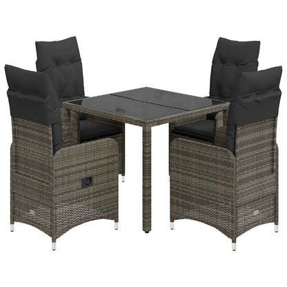 Set Bistrò da Giardino 5 pz con Cuscini in Polyrattan Grigio - homemem39
