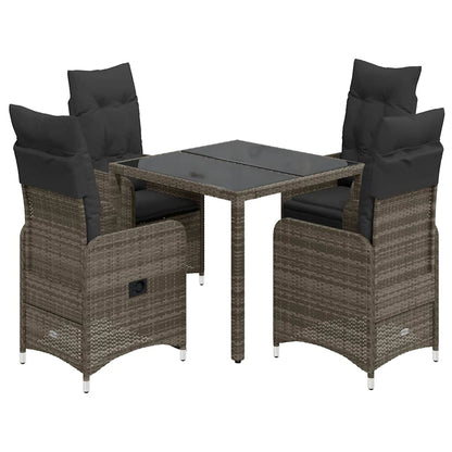 Set Bistrò da Giardino 5 pz con Cuscini in Polyrattan Grigio | homemem39