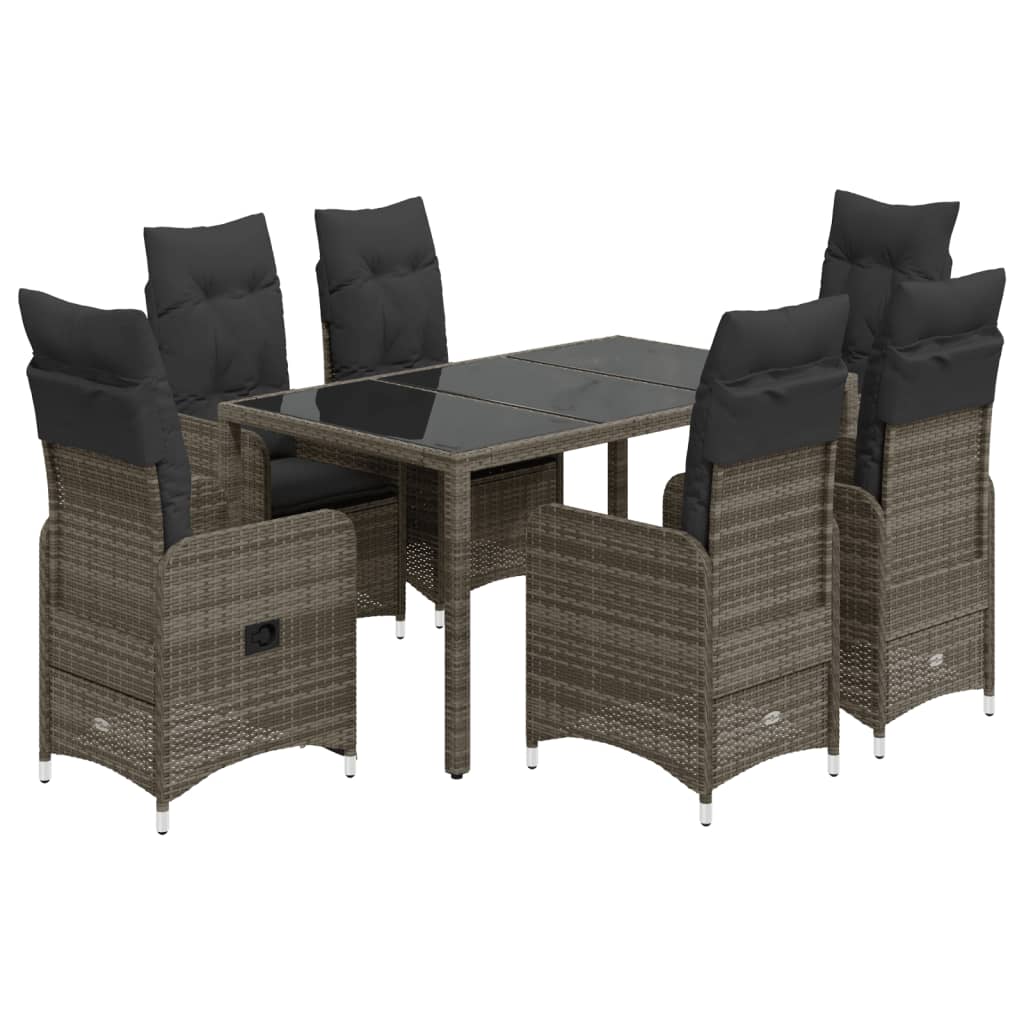 Set Bistrò da Giardino 5 pz con Cuscini in Polyrattan Grigio