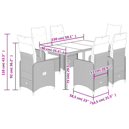 Set Bistrò da Giardino 5 pz con Cuscini in Polyrattan Grigio