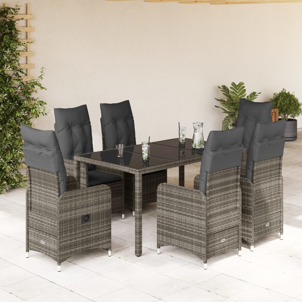 Set Bistrò da Giardino 5 pz con Cuscini in Polyrattan Grigio