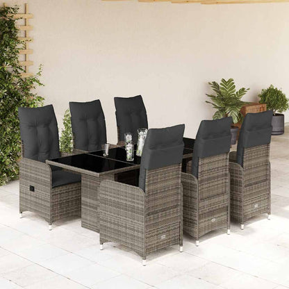 Set Bistrò da Giardino 7 pz con Cuscini in Polyrattan Grigio - homemem39