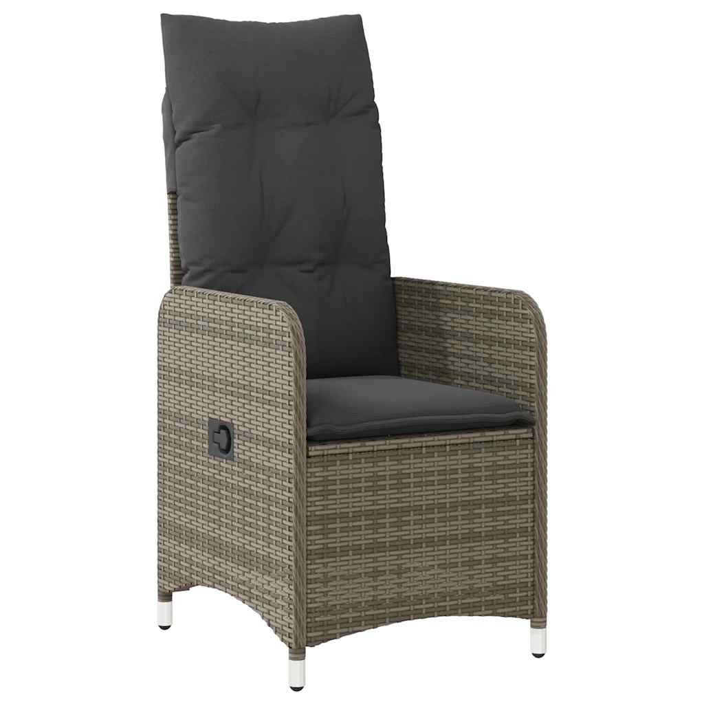 Set Bistrò da Giardino 9 pz con Cuscini in Polyrattan Grigio - homemem39