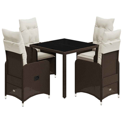 Set Bistrò da Giardino 5 pz con Cuscini in Polyrattan Marrone - homemem39