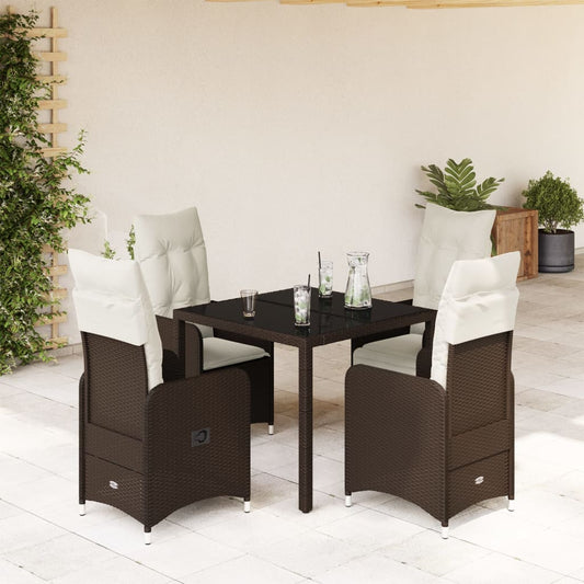 Set Bistrò da Giardino 5 pz con Cuscini in Polyrattan Marrone