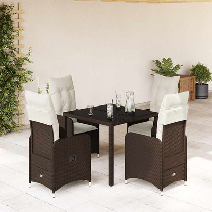 Set Bistrò da Giardino 5 pz con Cuscini in Polyrattan Marrone - homemem39