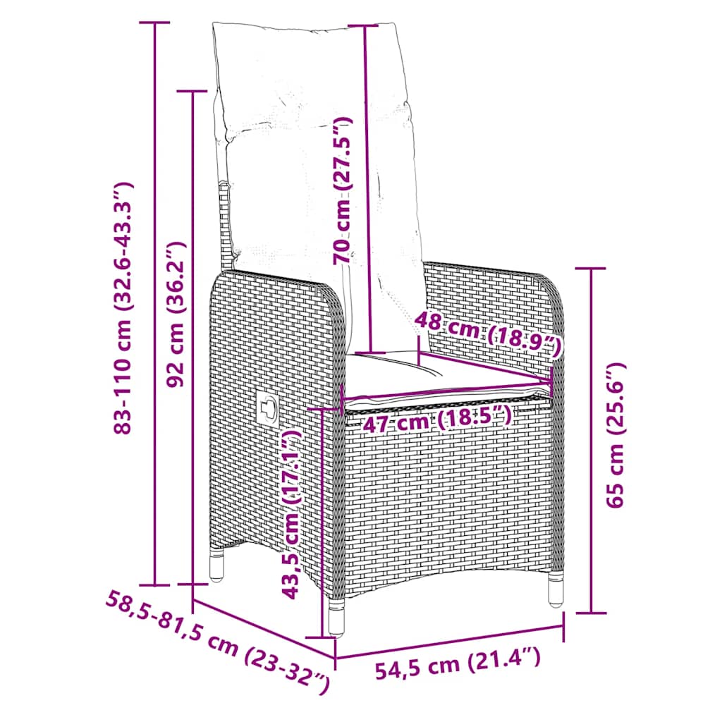 Set Bistrò da Giardino 7 pz con Cuscini in Polyrattan Marrone | homemem39