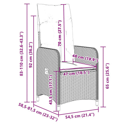 Set Bistrò da Giardino 7 pz con Cuscini in Polyrattan Marrone | homemem39