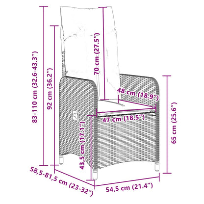 Set Bistrò da Giardino 9 pz con Cuscini in Polyrattan Marrone | homemem39