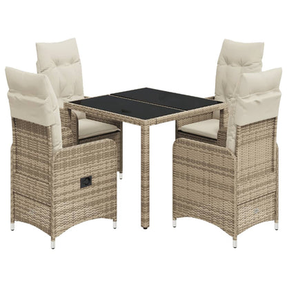 Set da Bistrò da Giardino 5 pz con Cuscini Beige in Polyrattan