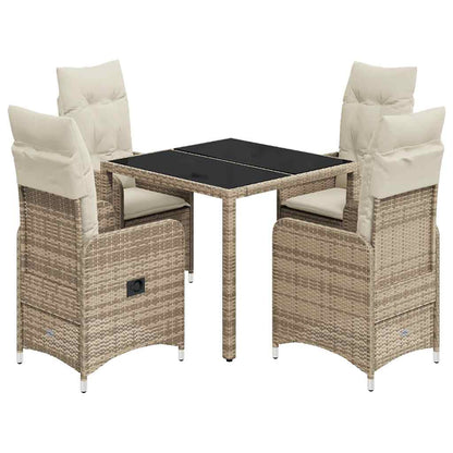 Set da Bistrò da Giardino 5 pz con Cuscini Beige in Polyrattan - homemem39