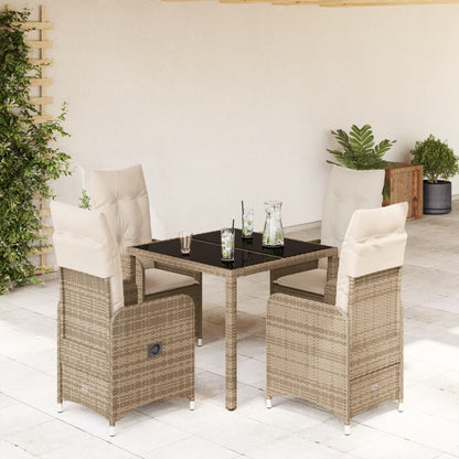 Set da Bistrò da Giardino 5 pz con Cuscini Beige in Polyrattan