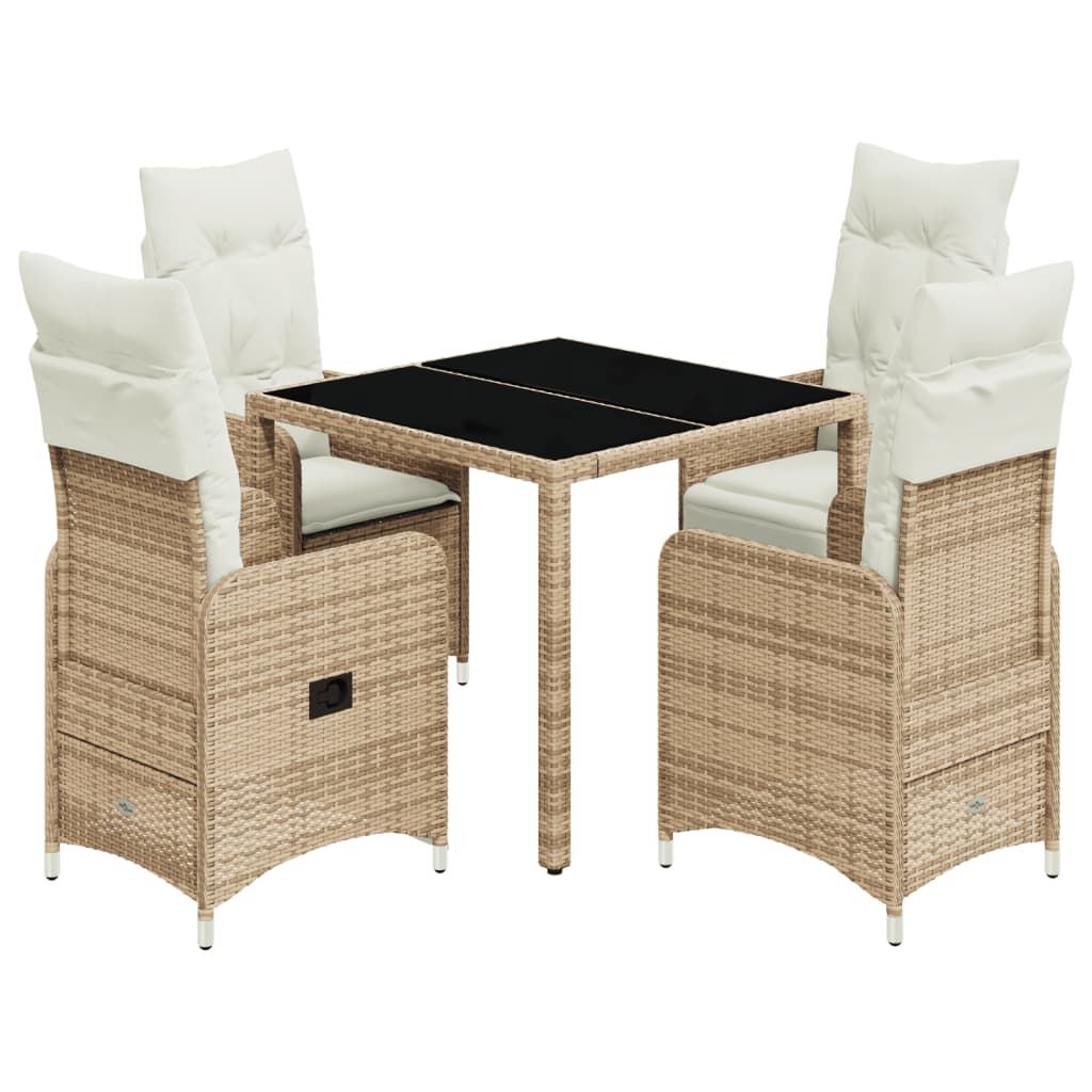 Set da Bistrò da Giardino 5 pz con Cuscini Beige in Polyrattan