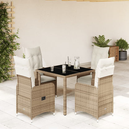 Set da Bistrò da Giardino 5 pz con Cuscini Beige in Polyrattan