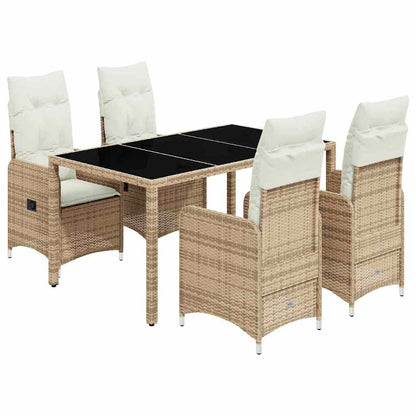 Set da Bistrò da Giardino 5 pz con Cuscini Beige in Polyrattan - homemem39