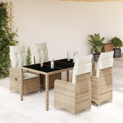 Set da Bistrò da Giardino 5 pz con Cuscini Beige in Polyrattan