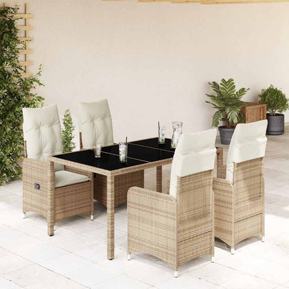 Set da Bistrò da Giardino 5 pz con Cuscini Beige in Polyrattan - homemem39
