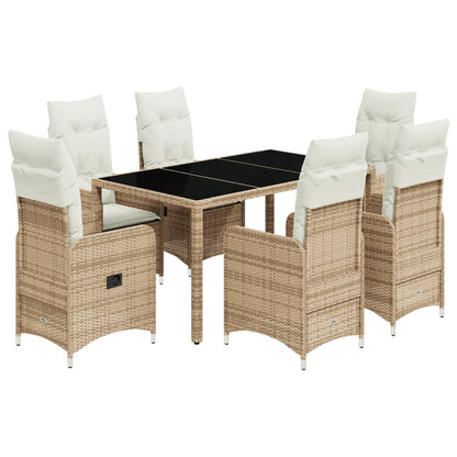 Set da Bistrò da Giardino 7 pz con Cuscini Beige in Polyrattan